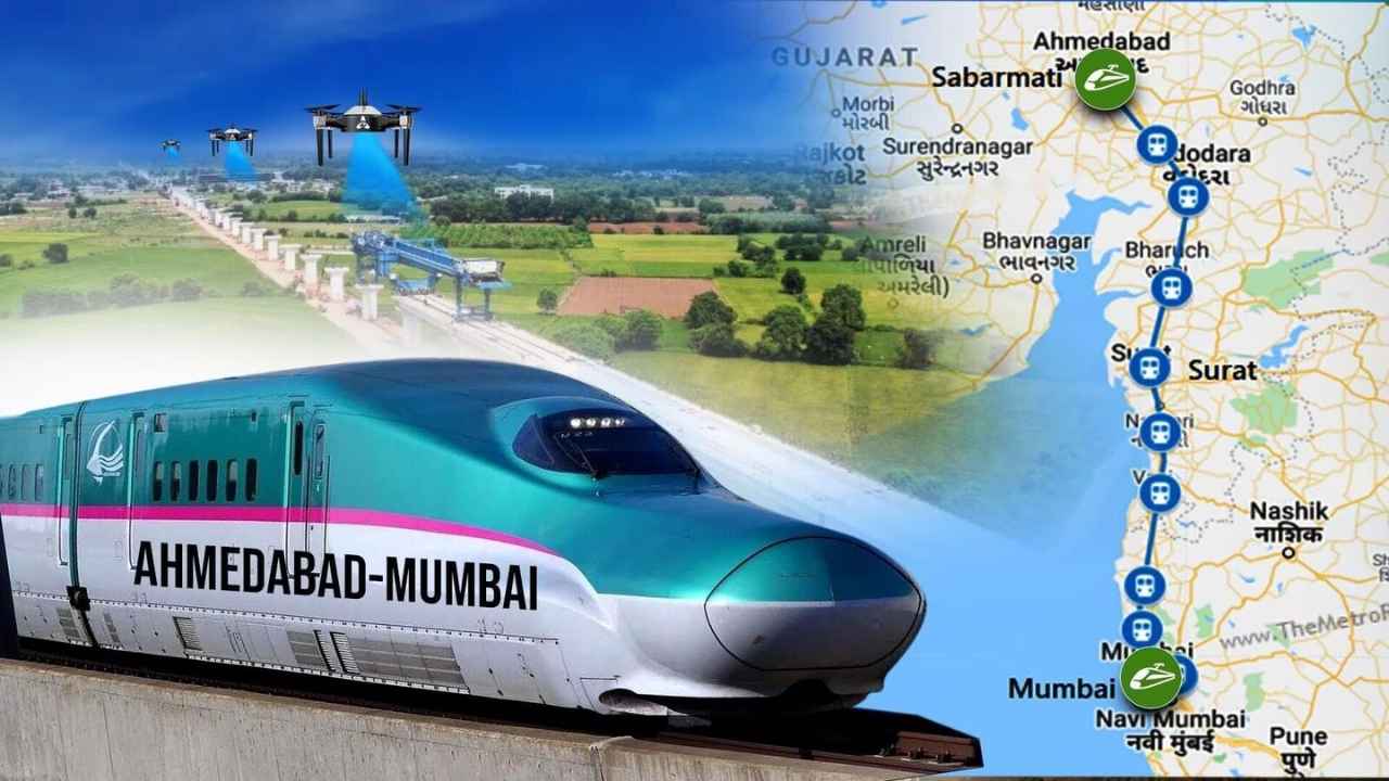 Ahmedabad Mumbai ​​Bullet Train Drone View